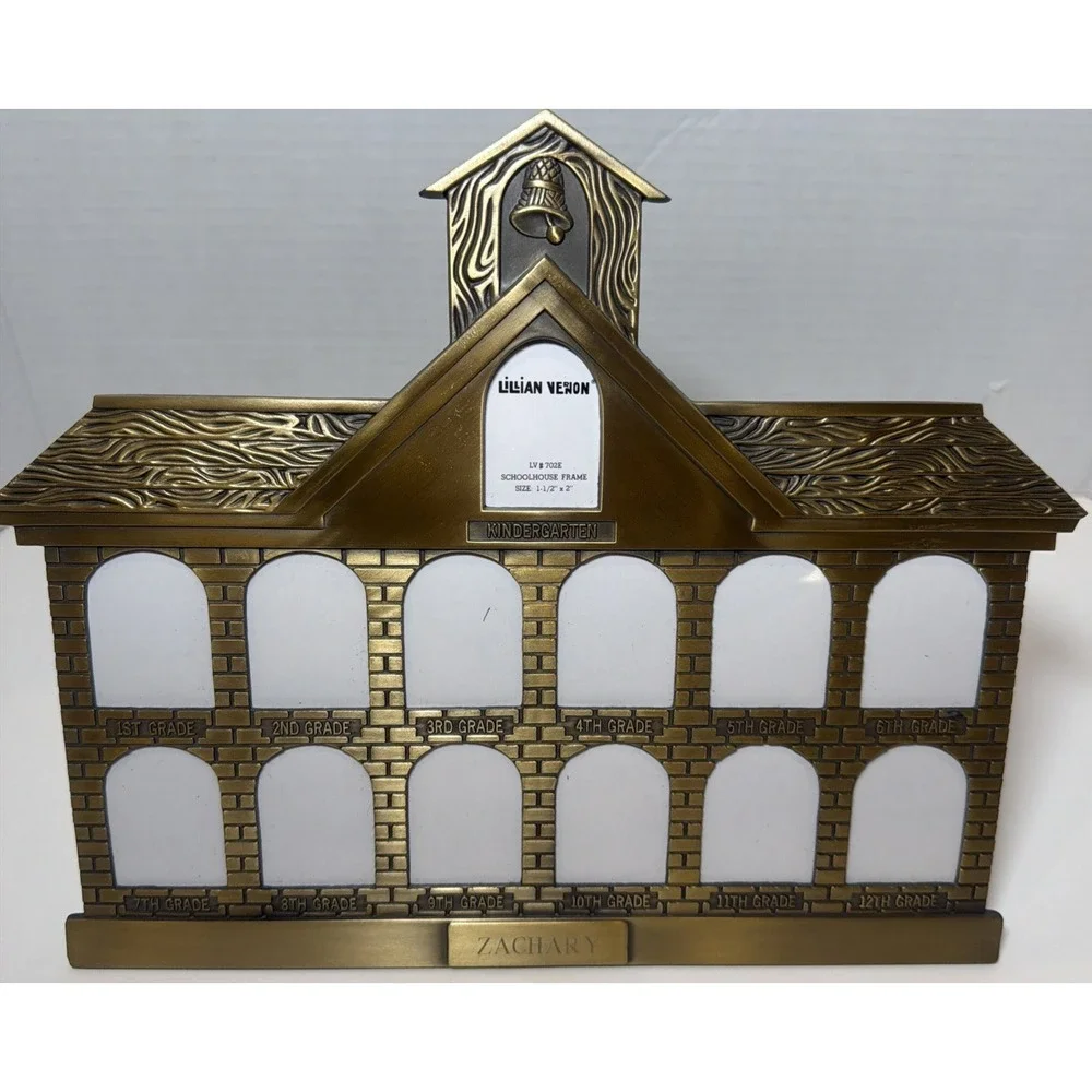 Vintage Brass Brick School House Picture Frame K-12 by Lillian Vernon ZACHARY